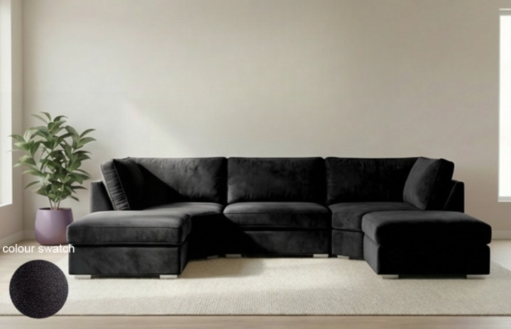 Bishop U Shape  Full back Sofa Plush velvet