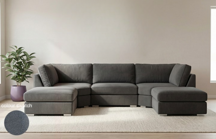 Bishop U Shape  Full back Sofa Plush velvet