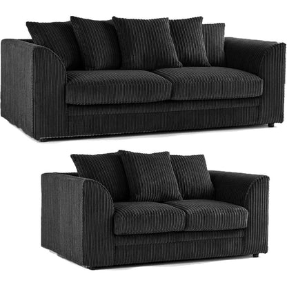 CHICAGO JUMBO CORD 3+2 SEATER SOFA SET GREY/BLACK/PLUS MORE