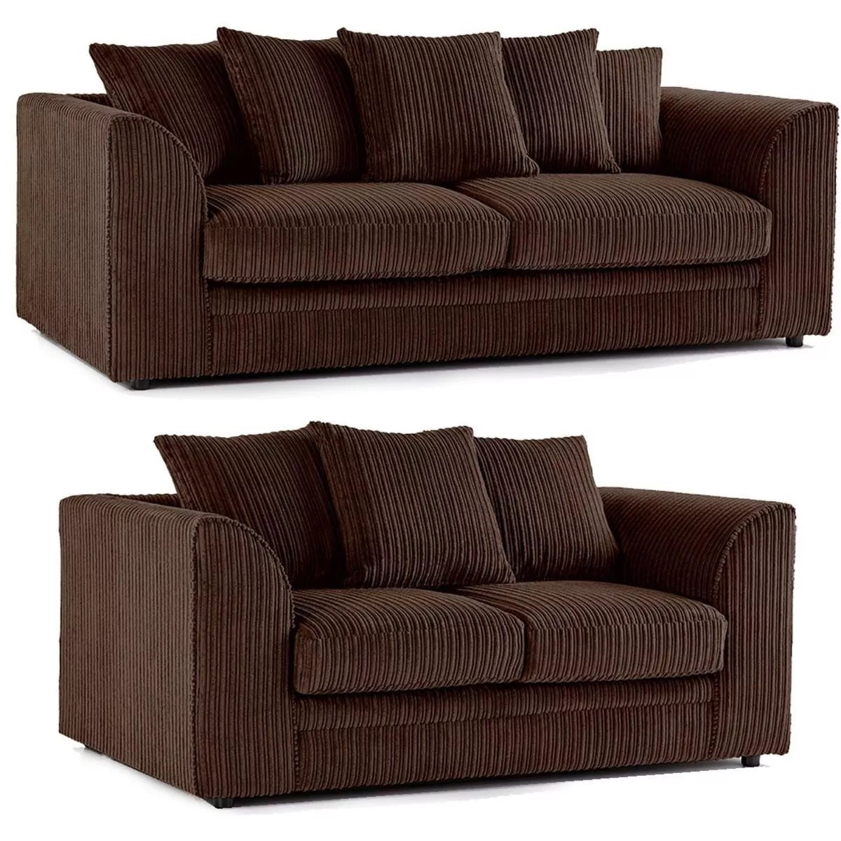 CHICAGO JUMBO CORD 3+2 SEATER SOFA SET GREY/BLACK/PLUS MORE