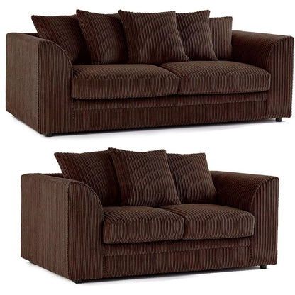 CHICAGO JUMBO CORD 3+2 SEATER SOFA SET GREY/BLACK/PLUS MORE