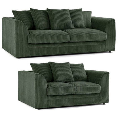 CHICAGO JUMBO CORD 3+2 SEATER SOFA SET GREY/BLACK/PLUS MORE