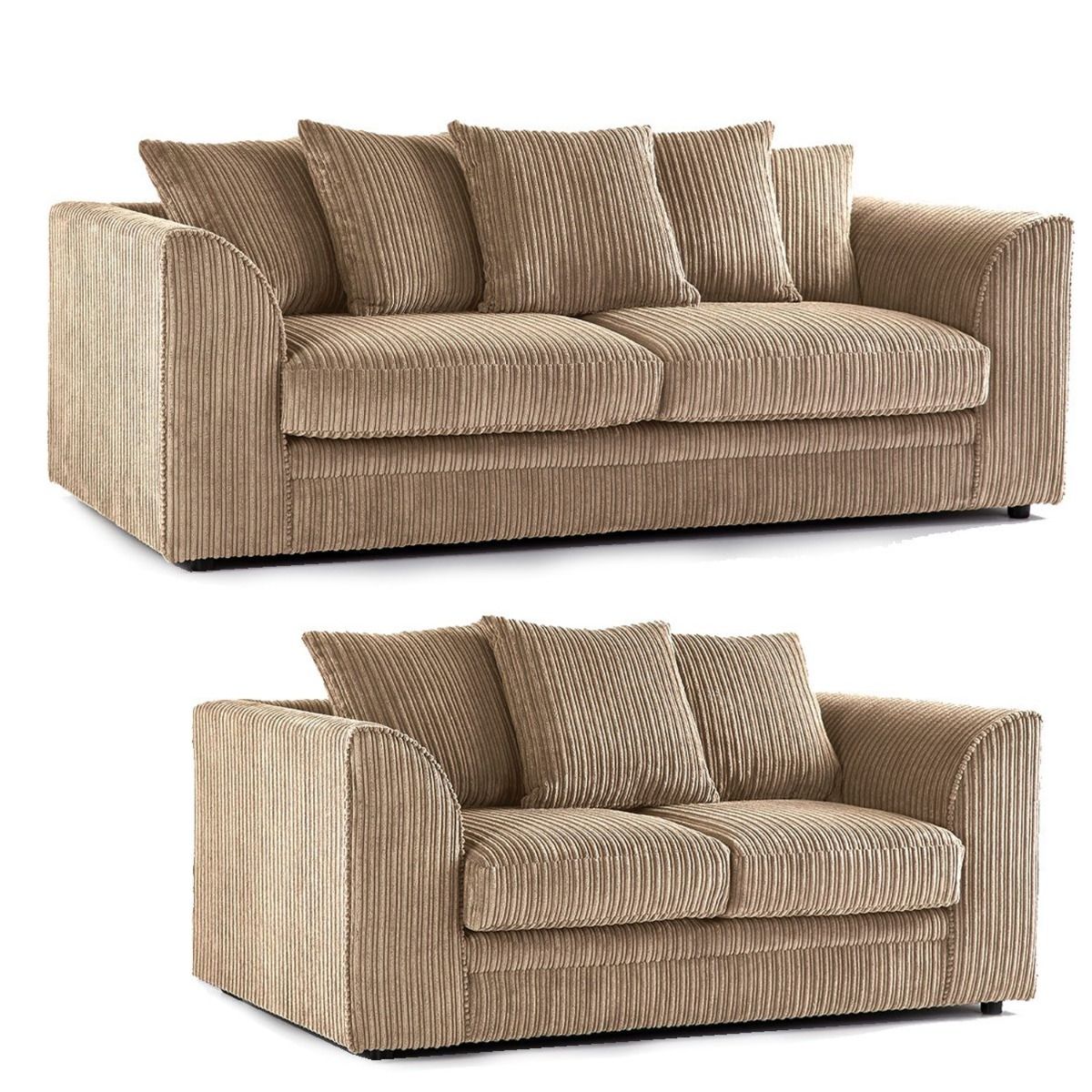 CHICAGO JUMBO CORD 3+2 SEATER SOFA SET GREY/BLACK/PLUS MORE