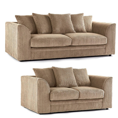 CHICAGO JUMBO CORD 3+2 SEATER SOFA SET GREY/BLACK/PLUS MORE