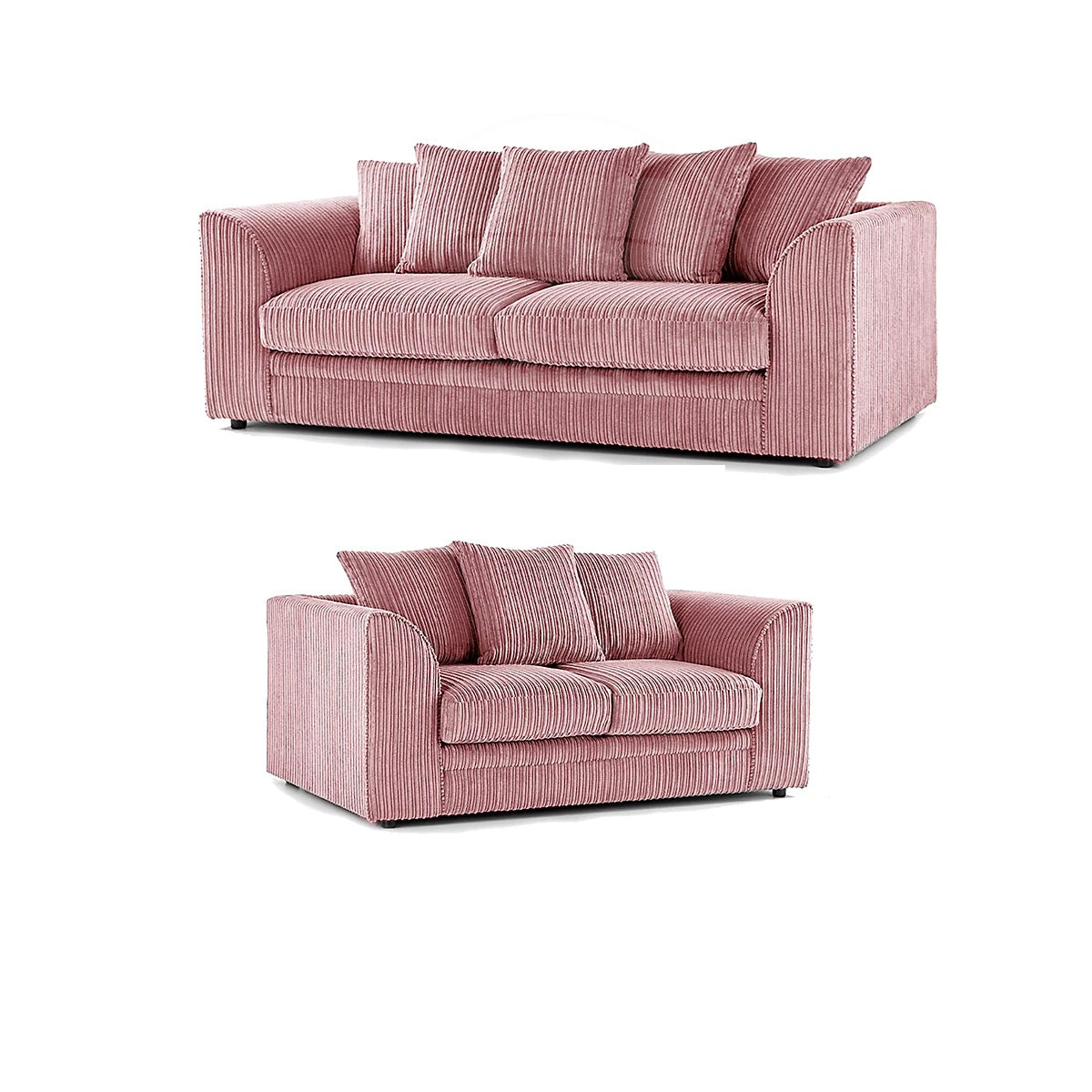 CHICAGO JUMBO CORD 3+2 SEATER SOFA SET GREY/BLACK/PLUS MORE
