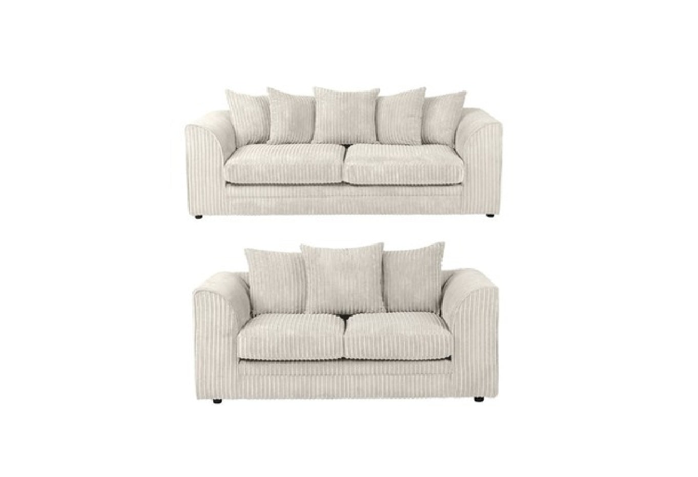 CHICAGO JUMBO CORD 3+2 SEATER SOFA SET GREY/BLACK/PLUS MORE