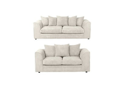 CHICAGO JUMBO CORD 3+2 SEATER SOFA SET GREY/BLACK/PLUS MORE