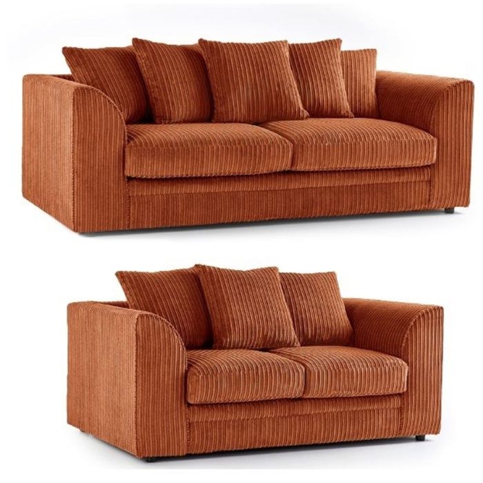 CHICAGO JUMBO CORD 3+2 SEATER SOFA SET GREY/BLACK/PLUS MORE