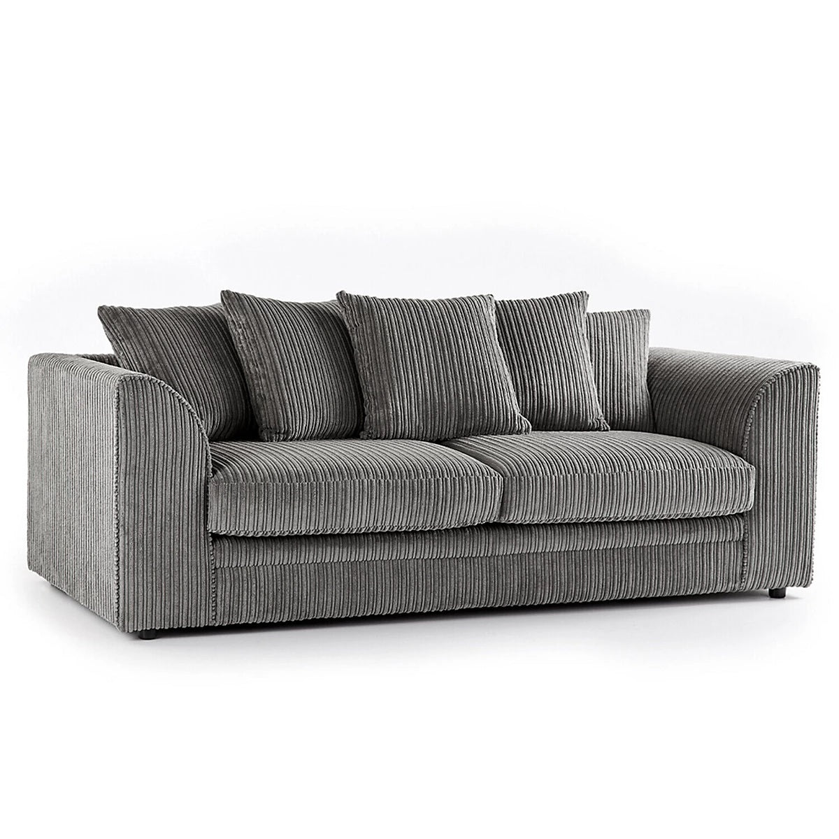 CHICAGO JUMBO CORD 3+2 SEATER SOFA SET GREY/BLACK/PLUS MORE