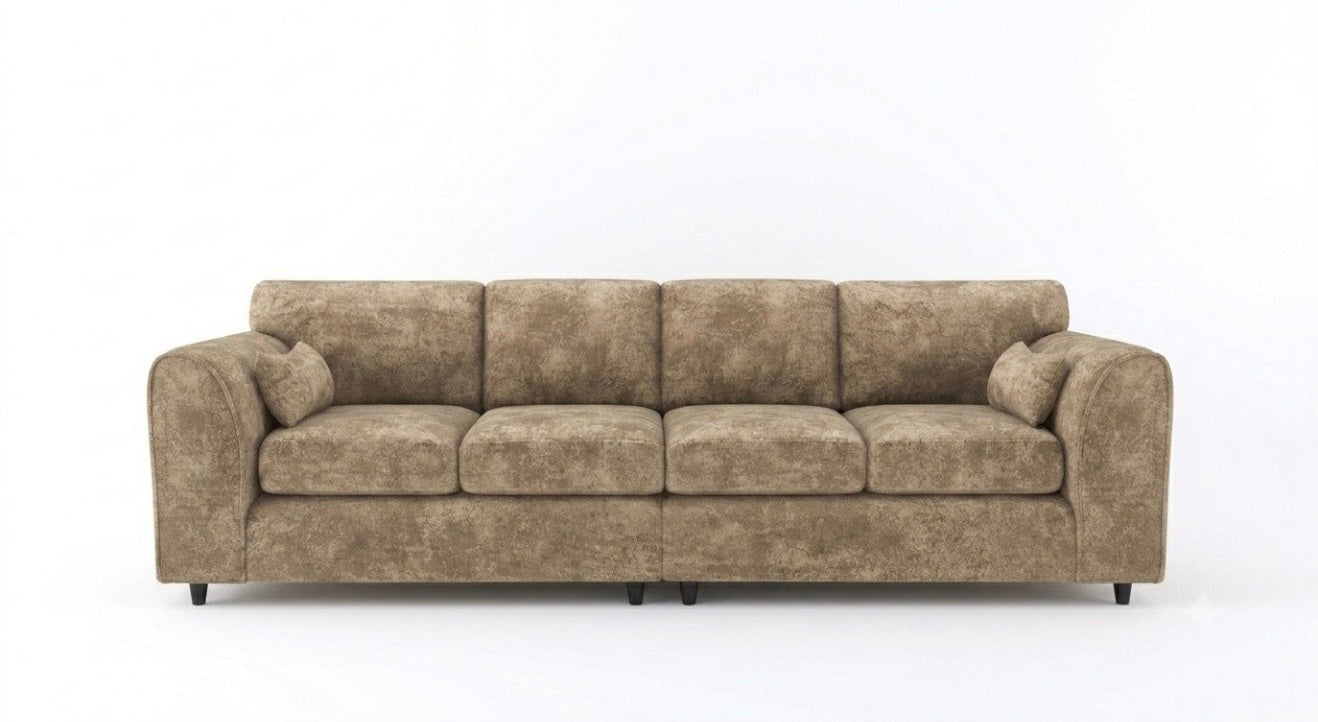 Alaska Henry Crushed Chenille Fabric 4 Seater Sofa