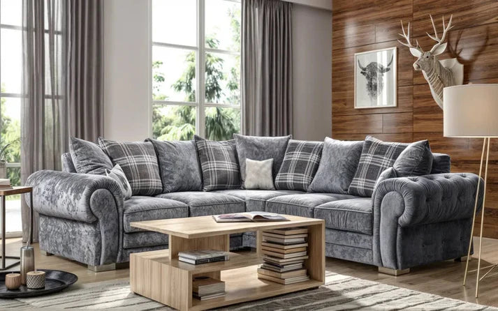 Verona Scatter Grey Fabric Corner Sofa