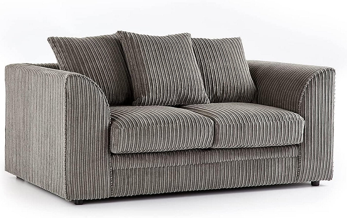 CHICAGO JUMBO CORD 3+2 SEATER SOFA SET GREY/BLACK/PLUS MORE