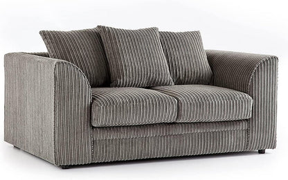 CHICAGO JUMBO CORD 3+2 SEATER SOFA SET GREY/BLACK/PLUS MORE